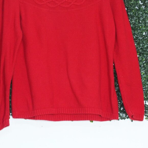 Talbots Red Cashmere Blend Fair Isle Boatneck Sweater Medium - Picture 3 of 10
